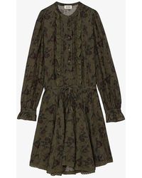 Zadig & Voltaire - Ranil Floral-print Long-sleeve Cotton Mini Dress - Lyst