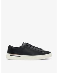 BOSS - Signature-Stripe Logo Cupsole Leather Trainers - Lyst