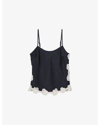 Reiss - Doa Floral-Lace Stretch-Satin Top - Lyst