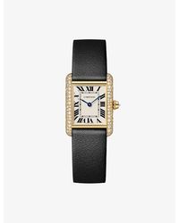 Cartier - Tank Louis Small Model- Diamond And Leather Quartz Watch - Lyst