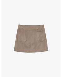 Reiss - Vida Patch-Pocket Suede Mini Skirt - Lyst