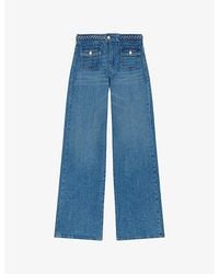 Maje - Braided-Waist Flared-Leg Denim Jeans - Lyst