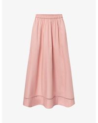 Lovechild 1979 - Vera Elasticated-waist Side-slit Organic-cotton Poplin Maxi Skirt - Lyst