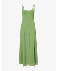 Reformation - Ailany Square-Neck Woven Midi Dress - Lyst