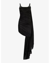 Mugler - Ruched Draped-panel Stretch-woven Mini Dress - Lyst
