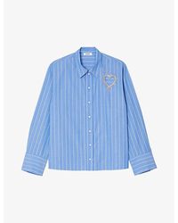 Sandro - Cut Out-heart Striped Cotton Shirt - Lyst