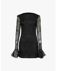 ROTATE BIRGER CHRISTENSEN - Long-Sleeve Flared-Cuff Recycled-Polyester Mesh Mii Dress - Lyst