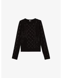 The Kooples - Stud-Embellished Long-Sleeve Knitted Jumper - Lyst