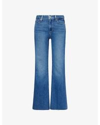 PAIGE - Laurel Canyon High-Rise Raw Hem Denim Jeans - Lyst