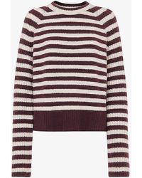 Whistles - Striped Round-neck Knitted Jumper - Lyst
