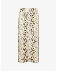 Helmut Lang - Python-effect Mid-rise Leather Maxi Skirt - Lyst
