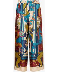 Weekend by Maxmara - Fano Graphic-print High-rise Silk Trousers - Lyst