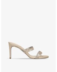 Rene Caovilla - Margot Crystal-Embellished Satin Heeled Sandals - Lyst