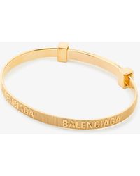 Balenciaga - Logo-engraved Gold-tone Sterling-silver Bracelet - Lyst