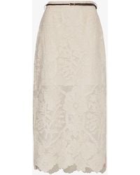 Zimmermann - Ottie Floral-embroidered Linen Midi Skirt - Lyst