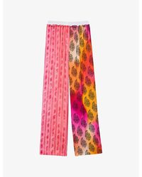 Sandro - Dual Graphic-print Wide-leg Mid-rise Woven Trousers - Lyst