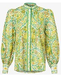 ALÉMAIS - Rhonda Graphic-pattern Cotton And Silk-blend Blouse - Lyst