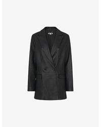 Whistles - Aliza Double-Breasted Leather Blazer - Lyst