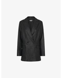 Whistles - Aliza Double-Breasted Leather Blazer - Lyst