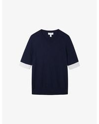 The White Company - Contrast-Trim Slim-Fit Cotton-Blend T-Shirt - Lyst