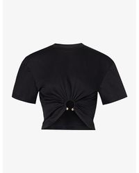 Rabanne - Haut Ring-pendant Cotton-jersey T-shirt - Lyst