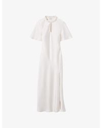 Claudie Pierlot - Short-Sleeved Keyhole Satin Midi Dress - Lyst