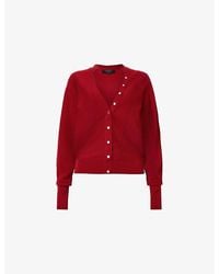 AllSaints - Honor V-Neck Long-Sleeve Wool Cardigan - Lyst