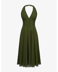 House Of Cb - Coco Lace-Trim Georgette Midi Dress - Lyst