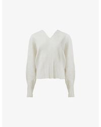 eem - Long-Sleeve Plissé Top - Lyst