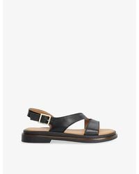 Dune - Larko Asymmetric Chunky Leather Flat Sandals - Lyst