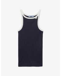 Prada - Contrast-Trim Ribbed Cotton Tank Top - Lyst