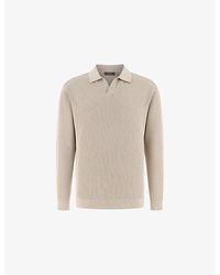 BOGGI - Long-Sleeved Knitted Cotton-Blend Polo Shirt - Lyst