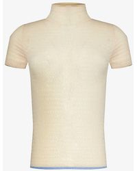 Victoria Beckham - High-neck Cotton-knit T-shirt - Lyst