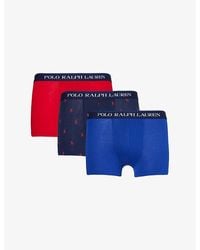 Polo Ralph Lauren - Branded-waistband Mid-rise Pack Of Three Stretch-cotton Trunks X - Lyst