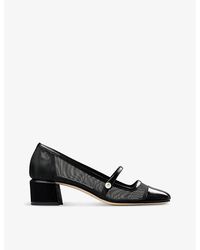Jimmy Choo - Elisa 45 Mesh And Patent-Leather Heeled Courts - Lyst
