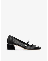 Jimmy Choo - Elisa 45 Mesh And Patent-leather Heeled Courts - Lyst