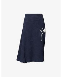 Erdem - Drape Floral-Jacquard Cotton-Blend Midi Skirt - Lyst
