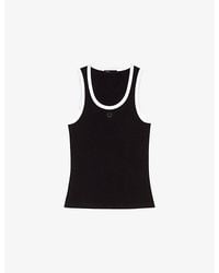 Maje - Logo-Embroidered Ribbed Stretch-Cotton Tank Top - Lyst