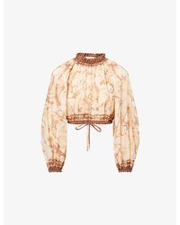 Zimmermann - Indra Frill-Collar Woven Top - Lyst