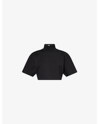 Alaïa - Funnel-Neck Cropped Cotton T-Shirt - Lyst