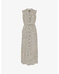 Whistles - Ilana Graphic-Print Sleeveless Woven Midi Dress - Lyst