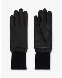 Sandro - Ribbed-Cuff Leather And Knit Gloves - Lyst