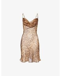 Rat & Boa - Valentina Leopard Silk Mini Dress - Lyst