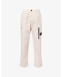Stone Island - Logo-Patch Straight-Leg Cotton Cargo Trousers - Lyst
