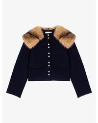 Maje - Faux Fur-Collar Double-Faced Wool-Blend Coat - Lyst