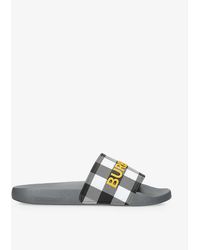 Burberry Furley Checked Rubber Sliders - Grey