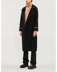 Sandro Belted Wool-blend Coat - Black