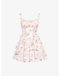 House Of Cb - Kimmie Floral-Print Stretch-Cotton Mini Dress - Lyst