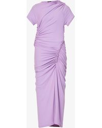 Atlein Ruched Cotton-jersey Maxi Dress - Purple