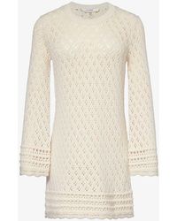 FRAME - Scallop-trim Round-neck Cotton And Silk-blend Knitted Mini Dress - Lyst